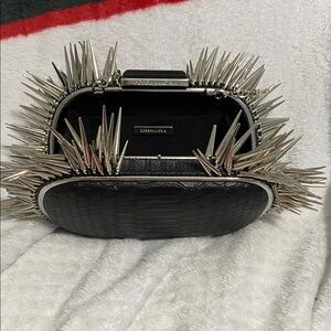 Zara Black Clutch with Metallic Spikes